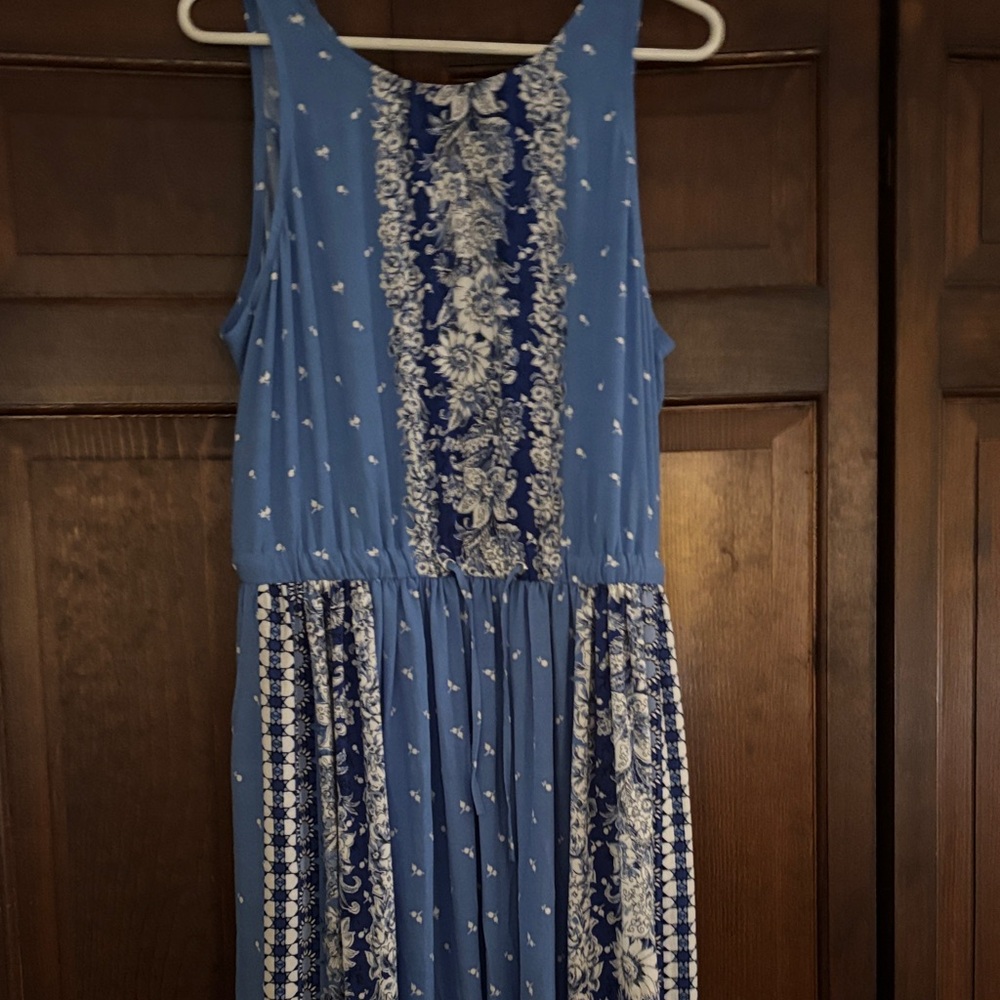 LOFT Blue and White Maxi Dress